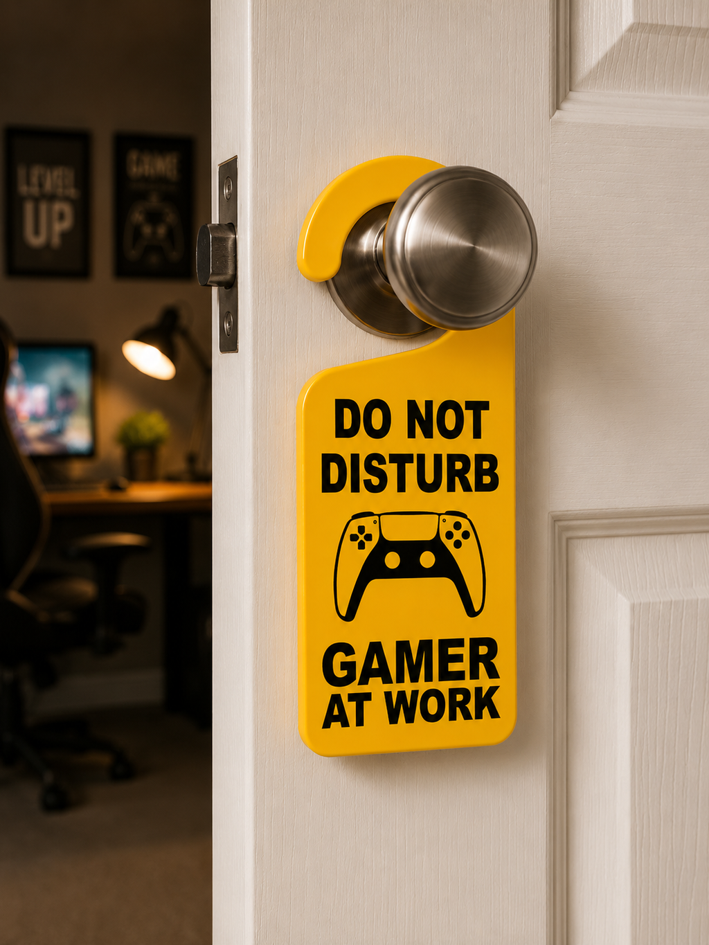 Gamer at Work Door Sign